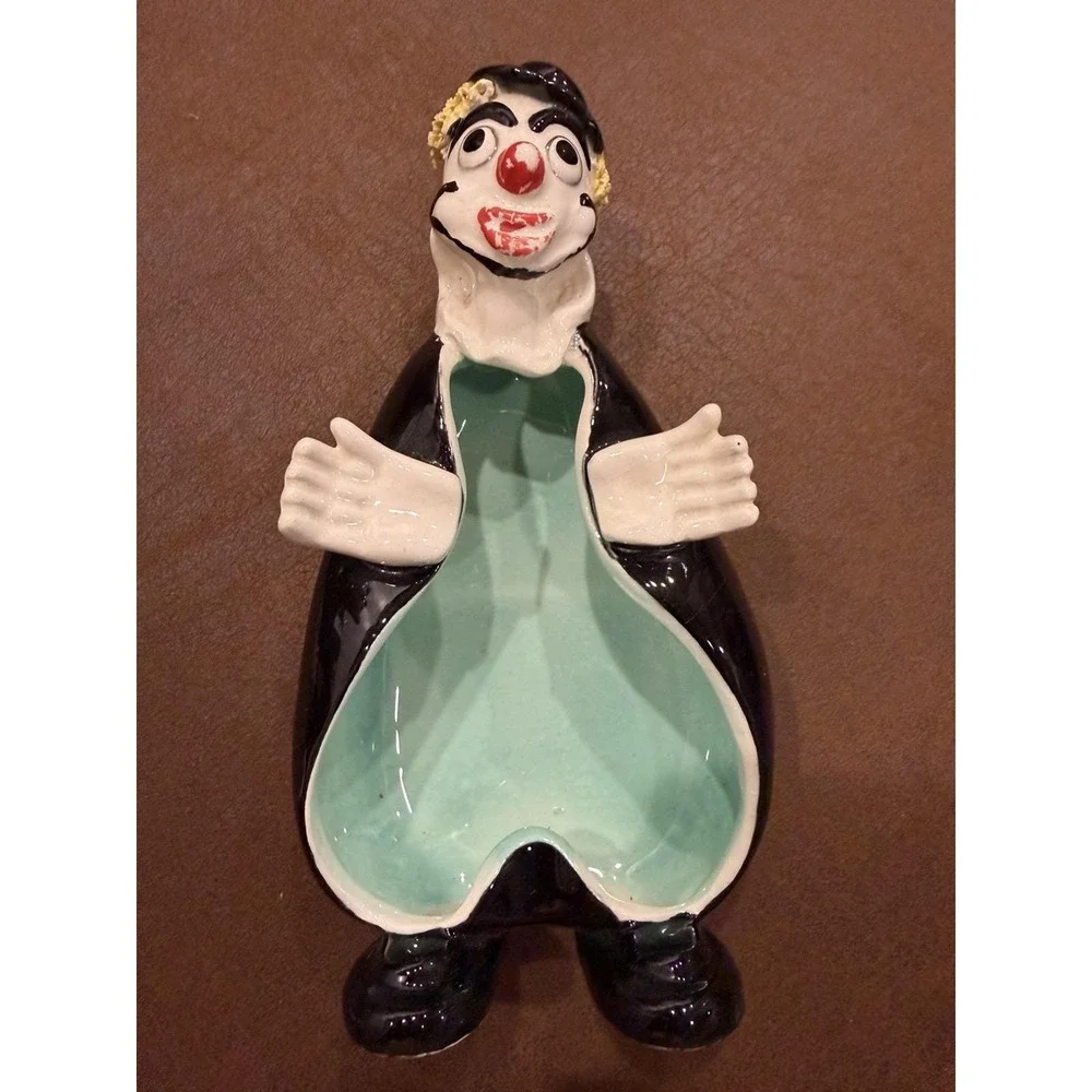 Vintage Ceramic Clown Trinket Dish Catchall Jewelry Holder Mid Century 7